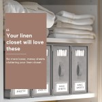 Criusia Bed Sheet Organizers and Storage, 6 Pack Foldable Linen Closet Organizer Box – Bedding Holder for Sheet Set (King/Queen Sizes), Duvet Covers, Blankets (Grey)