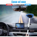 Windshield Cleaning Tool, Car Window Cleaner with Extendable Long Handle and 4 Washable Reusable Microfiber Pads, Auto Interior Exterior Glass Wiper Cleaning Kit Universal for Office and Home (Blue)