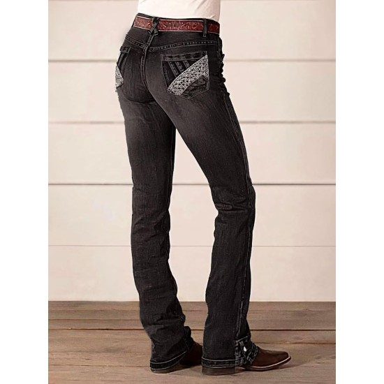 Flamingals Boot Cut Jeans for Women Mid Waist Straight Leg Jeans Trendy Jeans Denim Pants