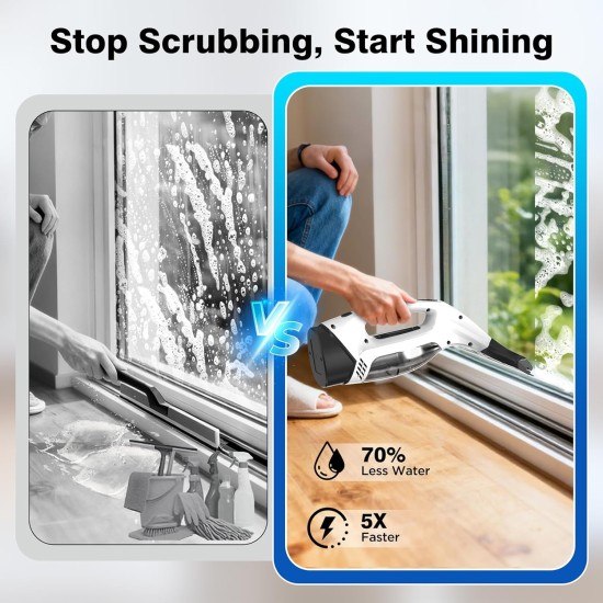 Window Vacuum Squeegee Cordless, Electric Window Cleaner Tool with & Water Collection Tank, Cleaning Kit Shower Squeegee for Glass Doors, Windows, Mirrors, Car