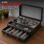 Stock Your Home Mens Valet Tray, Men's Jewelry Box, Night Stand Organizers and Storage, Bedside Table Organizer, Watch Box for Dresser, Faux Leather (Black & Gray)