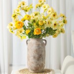 Large Flower Vase Home Decor - 12 inch Tall Ceramic Farmhouse Rustic Table Vases with Handle Living Room Decoration Decorative Modern Vintage for Floor Kitchen Shelf Coffee Dining Desk Fireplace