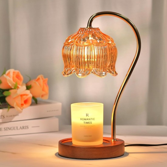 Flower Candle Warmer Lamp with Timer, Dimmable Candle Lamp Warmer, Mothers Day Birthday Gift for Women Her Mom, House Warming for New Home Decor, Lotus Wax Warmer for Yankee Candles