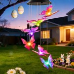 Easter Gifts for Adults, Mom Grandma Gifts for Mothers Day, Birthday Gardening Gifts for Women, Winzwon Solar Lights Outdoor Wind Chimes for Garden Yard Patio Porch Decor Butterfly Decorations