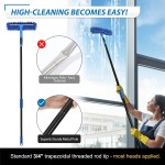 VITEVER Professional 69'' Window Squeegee Cleaner Tool with Extension Pole, 2-in-1 Squeegee for Window Cleaning Kit with Scrubber and Rotating Head, 1 Blade 2 Scrubber