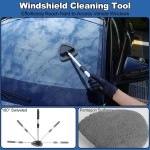 NIKCOSMK Windshield Cleaner Tool, 14Pcs Car Cleaning Kit - Car Interior Detailing Kit with Extendable Handle, Cleaning Gel & Microfiber Pads, All-in-One Inside Car Cleaning Supplies for Women Men