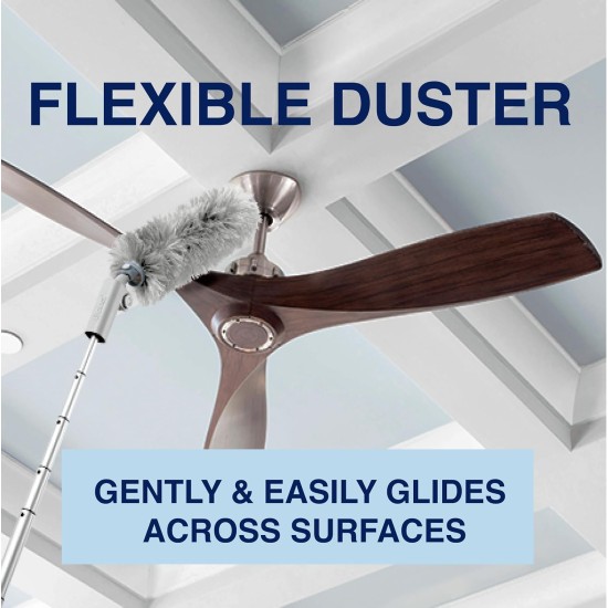 Bona High Performance Dusting System - 1 Extendable Handle, 3 Disposable Dusters, 1 Reusable Duster, & 1 Storage Bag - Extendable Dusting Kit