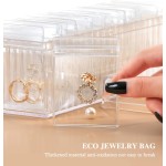 Acrylic Jewelry Box Organizer, Clear Jewelry Organizer and Storage with 20 Portable Anti Tarnish Jewelry bags, Travel Jewelry Case for Earrings/Rings/Necklaces Gifts for Women Girls, Clear