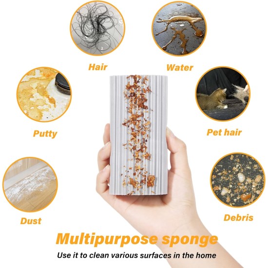 4 Pack Damp Clean Duster Sponge, Magic Sponge Eraser for Household Cleaning, Reusable Dusters Cleaning Supplies for Housekeeping, Dish, Blinds, Glass, Baseboards,Window Track Grooves and Faucets