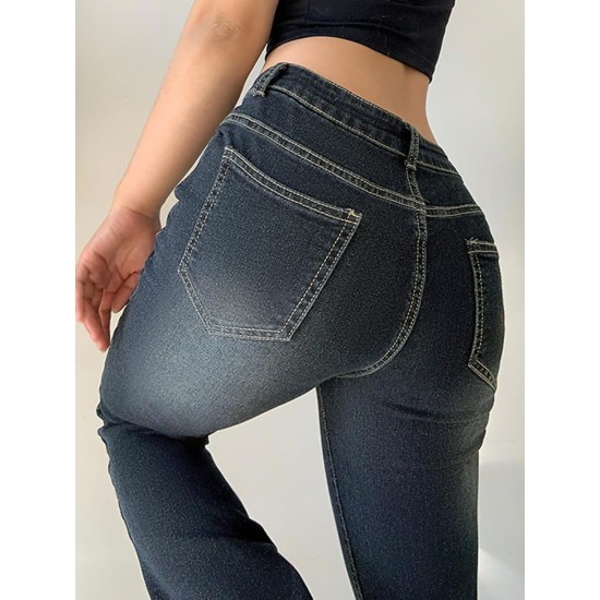 EMMIOL Bell Bottom Jeans for Women Flare Stretchy Mid-Low Rise Skinny Denim Pants Trendy Fall 90s Outfits