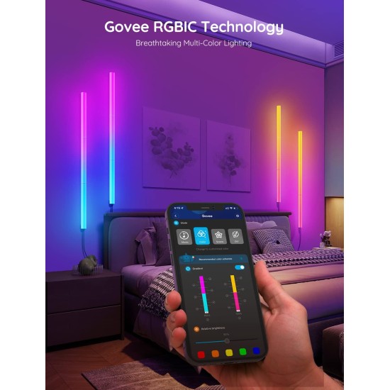 Govee Glide Wall Lights, RGBIC LED Light, Smart Gaming Light Compatible with SmartThings, RGB Lights Bar, LED Wall Lights for Bedroom, 2 Panels Set (3 Sections/Panel)
