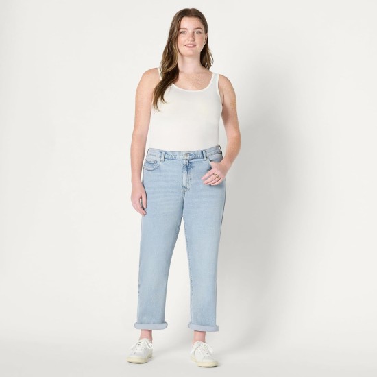 Amazon Essentials Women's Low Stretch Mid-Rise Classic-Roll Boyfriend Crop Jeans