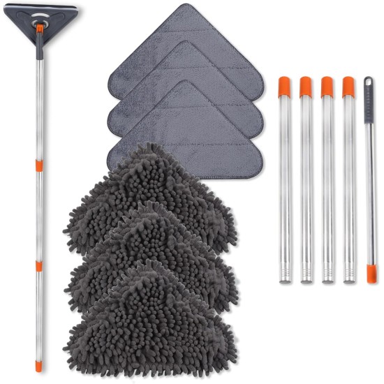 Wall Cleaner Mop with 79 Inches Long Handle, 360° Wall Washer Cleaner Tool for Walls/Ceiling Fans/Dust/Baseboard/Floors Clean, Ceiling Cleaner Tool Duster with Squeegee 6 Replacement Pads Wall Cleaner Mop with 79 Inches Long Handle, 360° Wall Washer Cleaner Tool for Walls/Ceiling Fans/Dust/Baseboard/Floors Clean, Ceiling Cleaner Tool Duster with Squeegee 6 Replacement Pads