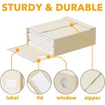 SpaceAid 8 Pack Bed Sheet Organizers and Storage, Foldable Sheet Organizer for Linen Closet, Sheets Set Folder Keeper with Window XL (Queen & King Size) Bedding Container (Beige, 8 Pack)
