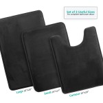 Clara Clark 3 Piece Bathroom Rugs Bath Mat Set, Velvet Memory Foam Bath Mats for Bathroom - Non-Slip, PVC Backing Bath Rugs, Washable - Dries Quickly, Black