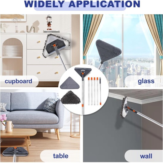 Wall Cleaner Mop with 79 Inches Long Handle, 360° Wall Washer Cleaner Tool for Walls/Ceiling Fans/Dust/Baseboard/Floors Clean, Ceiling Cleaner Tool Duster with Squeegee 6 Replacement Pads Wall Cleaner Mop with 79 Inches Long Handle, 360° Wall Washer Cleaner Tool for Walls/Ceiling Fans/Dust/Baseboard/Floors Clean, Ceiling Cleaner Tool Duster with Squeegee 6 Replacement Pads