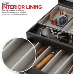 Stock Your Home Mens Valet Tray, Men's Jewelry Box, Night Stand Organizers and Storage, Bedside Table Organizer, Watch Box for Dresser, Faux Leather (Black & Gray)