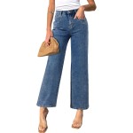Sidefeel Women's Straight Leg Jeans High Waisted Stretchy Jeans Zimbaplatinum Wide Leg Ankle Denim Pants with Pockets Sidefeel Women's Straight Leg Jeans High Waisted Stretchy Jeans Zimbaplatinum Wide Leg Ankle Denim Pants with Pockets