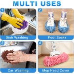 Mop Slippers Shoes 5 Pairs (10 Pieces) - Microfiber Cleaning House Mop Slippers, Floor Cleaning Tools Shoe Cover, Soft Machine Washable Reusable Microfiber Foot Socks for House Kitchen Office