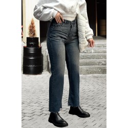 FairBeauty Women's Skinny Stretch Jeans Frayed Raw Hem Slim Fit Jeans Ripped Denim Pants