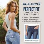 WallFlower Women's Flirty Curvy Crop Jeans High Rise Insta Stretch Denim 23.5-Inch Inseam, Sizes 0 - 24
