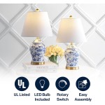 JONATHAN Y 22" Blue/White Ceramic Table Lamp, French Country Chinoiserie Ginger Jar LED Bedside Lamp for Living Room Bedroom, White Linen Shade (JYL3005A-SET2) JONATHAN Y 22" Blue/White Ceramic Table Lamp, French Country Chinoiserie Ginger Jar LED Bedside Lamp for Living Room Bedroom, White Linen Shade (JYL3005A-SET2)