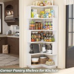 Armocity Corner Book Shelf - 6-Shelf Corner Bookshelf Etagere Bookcase with Baffle, Freestanding L Shaped Display Shelf Stand for Home Office, Living Room, Bedroom, Kitchen, White