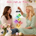 Easter Gifts for Adults, Mom Grandma Gifts for Mothers Day, Birthday Gardening Gifts for Women, Winzwon Solar Lights Outdoor Wind Chimes for Garden Yard Patio Porch Decor Butterfly Decorations