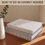 Decorative Books, Coffee Table Decor with Linen Coffee Table White Books Stack Bookshelf Home Decor, Fake Book Double as Libros Decorativos and Photo Storage