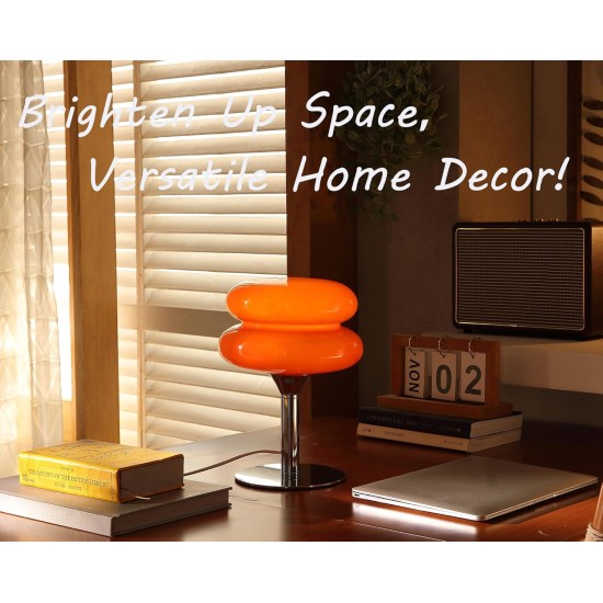 Mushroom Lamp Table Lamp for Night Stands,Mid Century Modern Desk Lamps for Bedroom, Vintage Dimmable Bedside Small Lamps, Cute Cool Home Room Aesthetic Decor for Living Room (Orange)