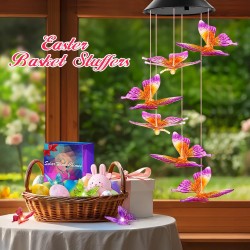 Easter Gifts for Adults, Mom Grandma Gifts for Mothers Day, Birthday Gardening Gifts for Women, Winzwon Solar Lights Outdoor Wind Chimes for Garden Yard Patio Porch Decor Butterfly Decorations