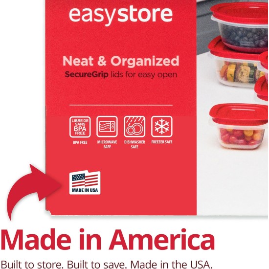 Rubbermaid EasyStore Large Containers, 18-Piece Set, Food Storage Containers with Lids