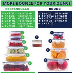 RockBerry 50 Pcs Large Food Storage Containers with Lids Airtight-85 OZ to small Containers-Total 526OZ Stackable Kitchen Set -BPA Free Leak proof containers- Freezer Microwave safe