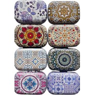 8Pcs Metal Hinged Tin Box Container Floral Farmhouse Rustic Mini Portable Small Storage Container Kit with Lid for Home Storage 2.1x1.5x1 Inch (Multicolor)