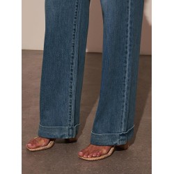 KUNMI Jeans for Women Wide Leg Baggy High Waist Boyfriends Straight Leg Stretchy Denim Pants Trendy Fall 2025