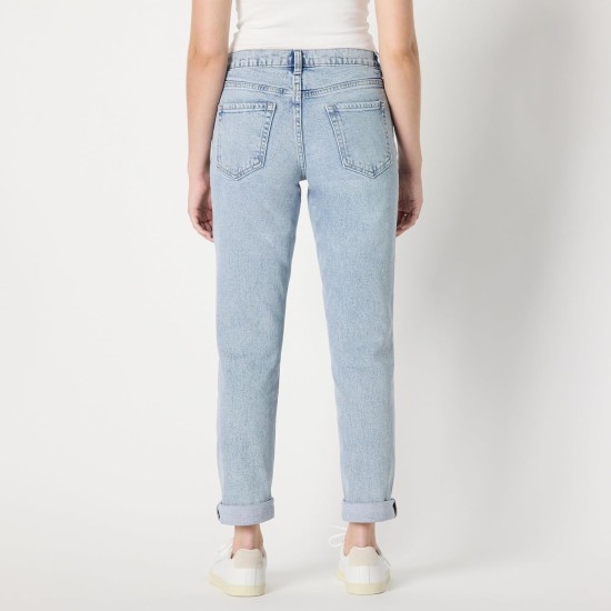 Amazon Essentials Women's Low Stretch Mid-Rise Classic-Roll Boyfriend Crop Jeans