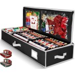 Premium Wrapping Paper Organizer Storage | Gift Wrap Holder With Extra Pockets for Christmas Decorations, Reinforced Handles, Heavy Duty, Ultra-Durable, Tear-Proof Fabric - Fits Up to 27 Rolls (Black)