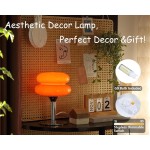 Mushroom Lamp Table Lamp for Night Stands,Mid Century Modern Desk Lamps for Bedroom, Vintage Dimmable Bedside Small Lamps, Cute Cool Home Room Aesthetic Decor for Living Room (Orange)