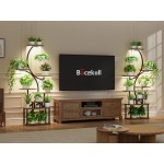 Plant Stand Indoor with Grow Lights - 62" Tall Plant Shelf, Lighted Corner Plant Stands for Indoor Growing, 8 Tiered Large Flower Holder, S-Shaped Decorative Rack for Living Room, Patent Design, Brown