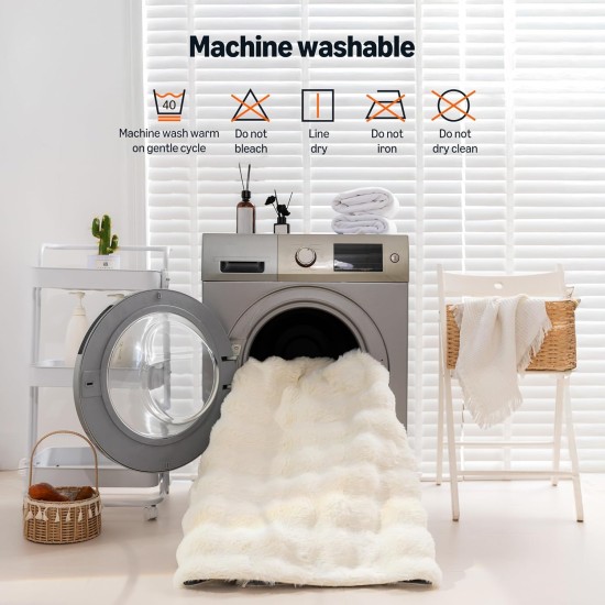 Amazon Basics Indoor Area Rug, 3D Bubble Washable Home Decor Carpet for Living Room, Bedroom, 8' W × 10' L, Beige