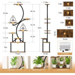 Plant Stand Indoor with Grow Lights - 62" Tall Plant Shelf, Lighted Corner Plant Stands for Indoor Growing, 8 Tiered Large Flower Holder, S-Shaped Decorative Rack for Living Room, Patent Design, Brown