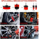 32Pcs Car Detailing Kit, Auto Detailing Brush Set and Drill Brush Attachments with Portable Handbag, Multi-Functional Vehicle Cleaning Tool for Wheels, Windshield