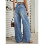 Trendy Queen Women's High Waisted Wide Leg Barrel Jeans Stretch Baggy Flare Denim Pants