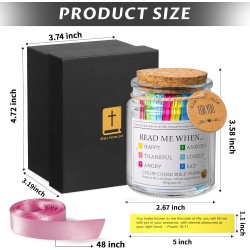 Bible Verse Jar, Read Me When Bible Verses Jar for Daily Encouragement,Christian Gifts for Women,Easter Basket Stuffers, Birthday Gifts,Mothers Day Gift for Mom,Prayer Cards With A 48-inch Ribbon Bow