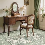 GarveeHome Provence 5x7 Area Rugs, Botanical Grove Sage Green Vintage Cottagecore Non-Slip Washable Rug for Living Room Bedroom Nursery Kitchen Low-Pile Retro Carpet