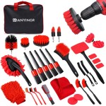 32Pcs Car Detailing Kit, Auto Detailing Brush Set and Drill Brush Attachments with Portable Handbag, Multi-Functional Vehicle Cleaning Tool for Wheels, Windshield