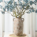 Large Flower Vase Home Decor - 12 inch Tall Ceramic Farmhouse Rustic Table Vases with Handle Living Room Decoration Decorative Modern Vintage for Floor Kitchen Shelf Coffee Dining Desk Fireplace