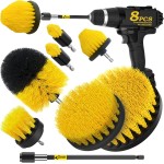 Holikme 8 Piece Drill Brush Attachments Set, Power Scrubber with Extend Long Attachment,Cleaning Supplies for Bathtub, Shower, Grout, Tile(Yellow) Holikme 8 Piece Drill Brush Attachments Set, Power Scrubber with Extend Long Attachment,Cleaning Supplies for Bathtub, Shower, Grout, Tile(Yellow)