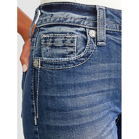 Flamingals Women's Butt Lifting Skinny Leg Jeans Stretchy Tummy Control Mid Rise Denim Jeans