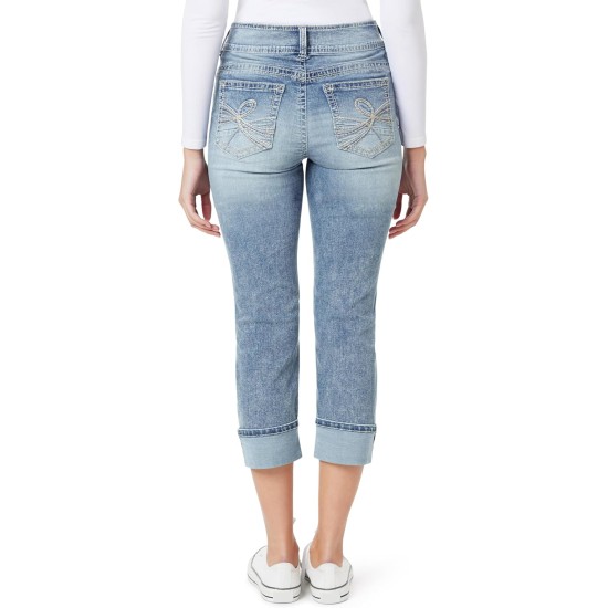 WallFlower Women's Flirty Curvy Crop Jeans High Rise Insta Stretch Denim 23.5-Inch Inseam, Sizes 0 - 24